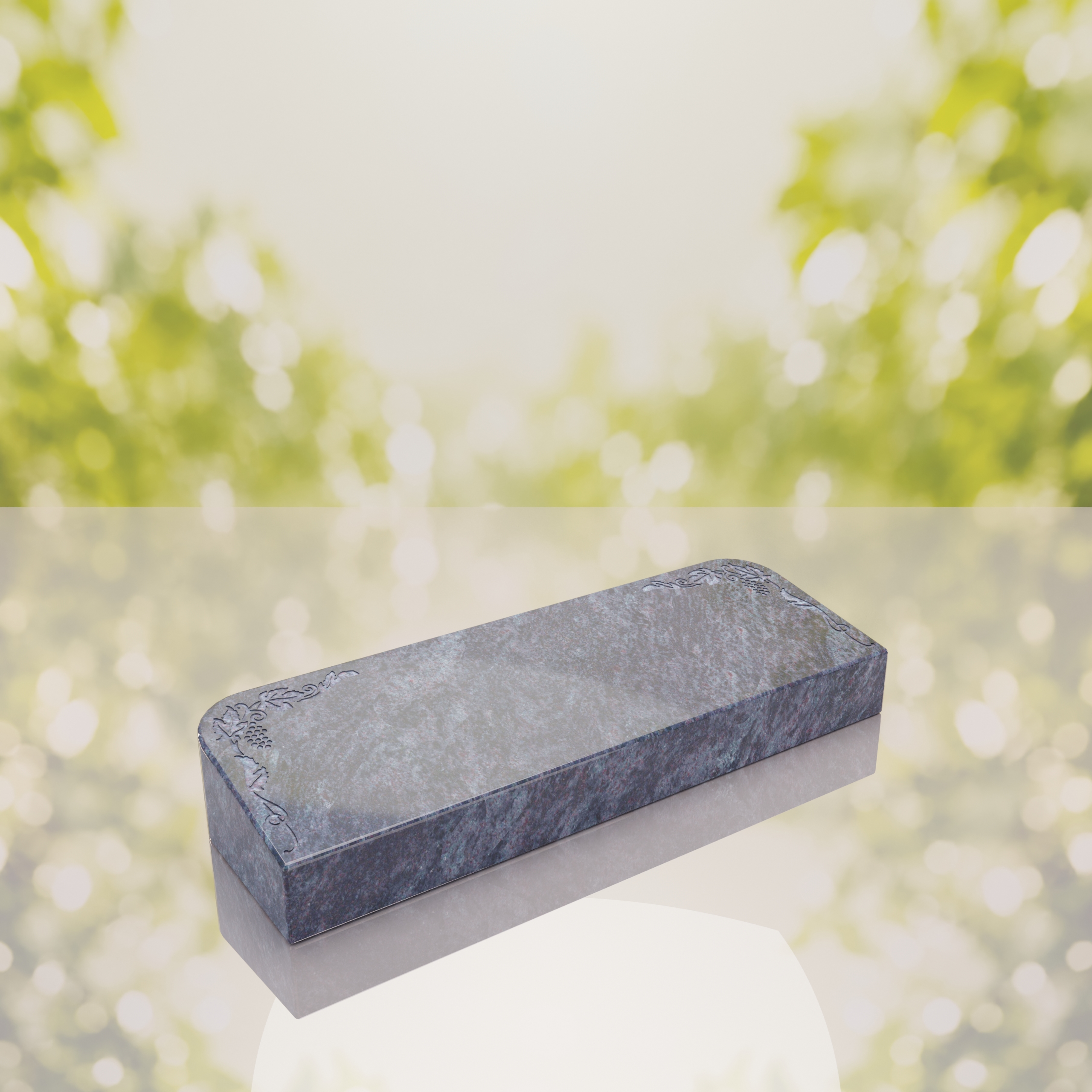 Companion Bevel Granite Grave Marker with Floral Corner Design thumbnail 7