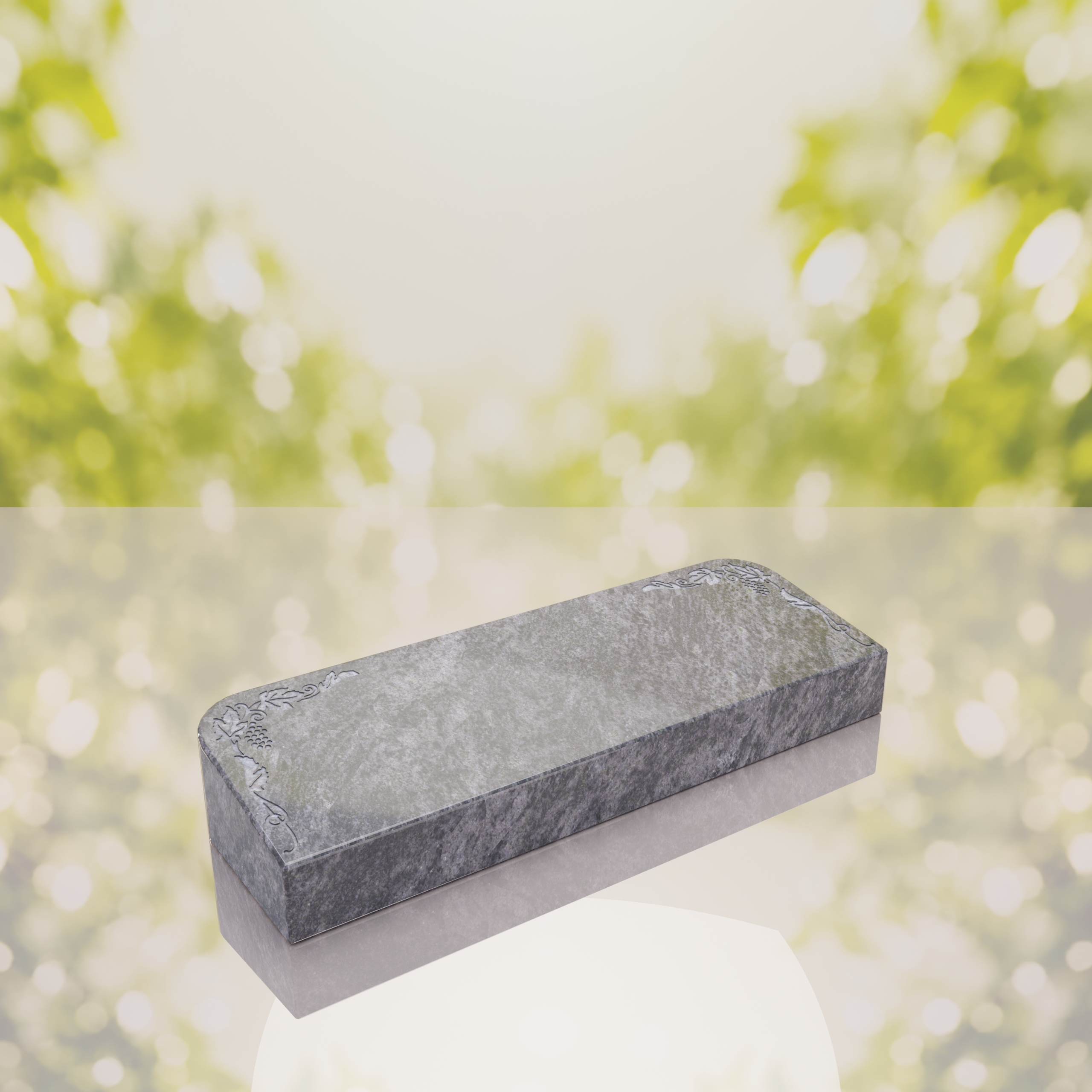 Companion Bevel Granite Grave Marker with Floral Corner Design thumbnail 5
