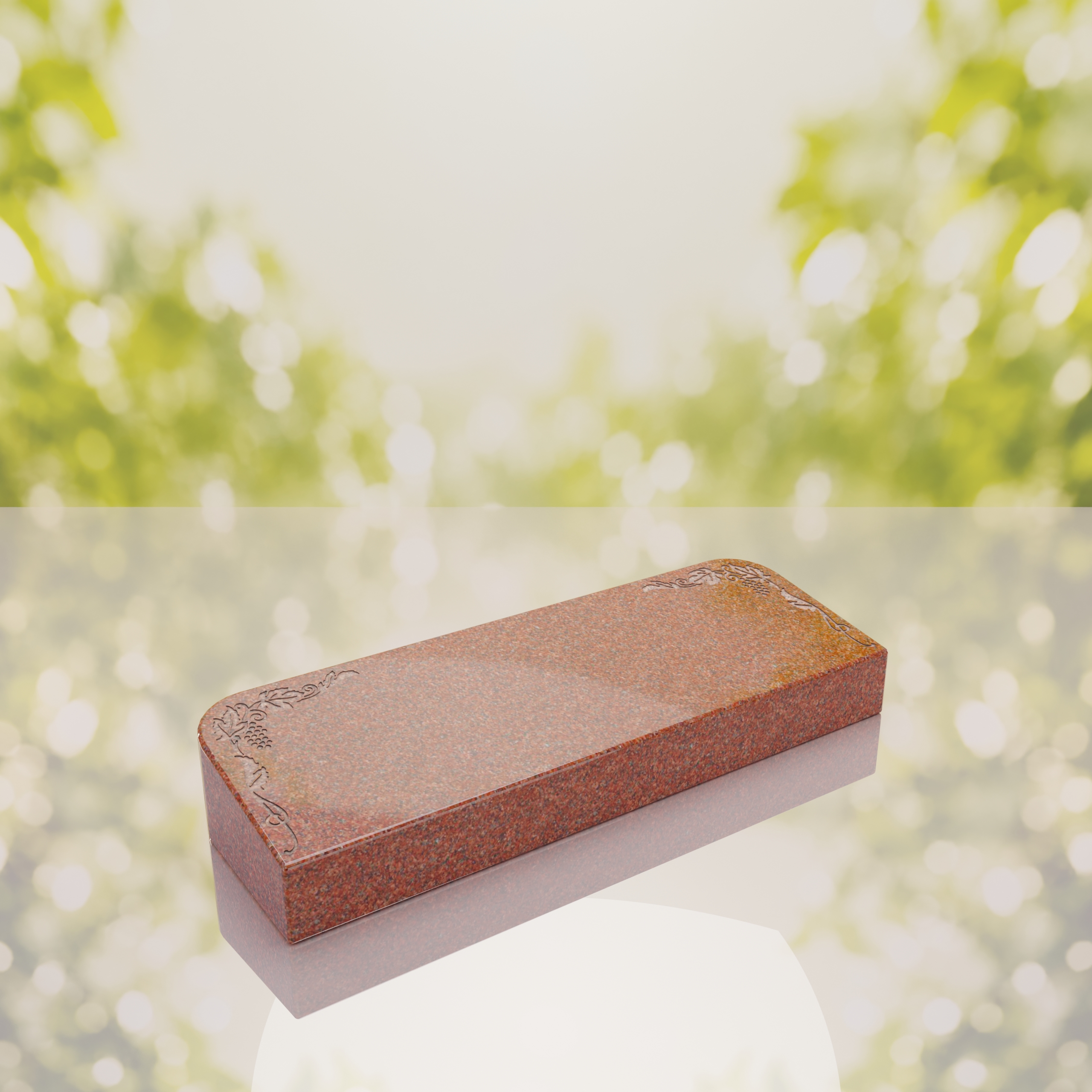 Companion Bevel Granite Grave Marker with Floral Corner Design thumbnail 3