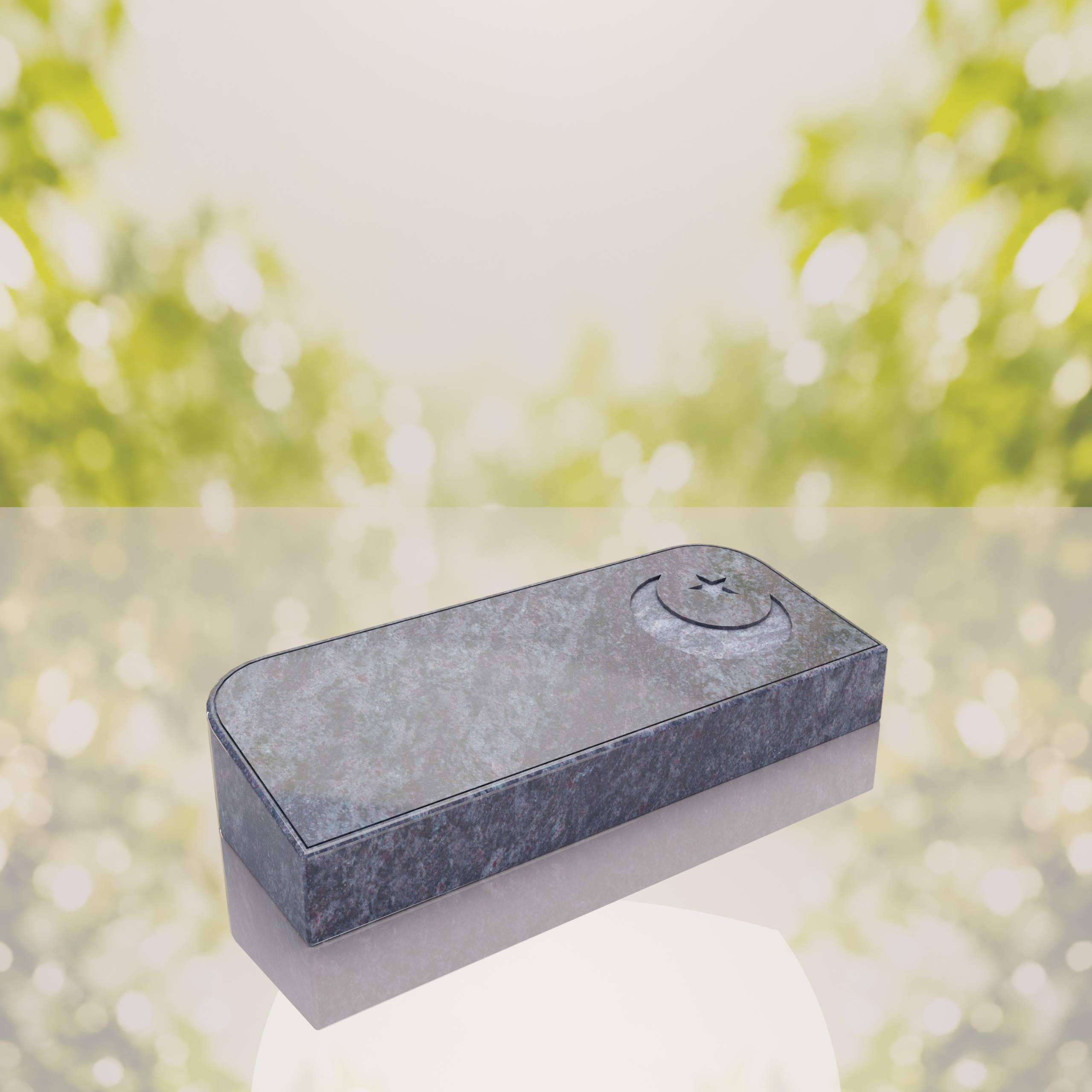 Companion Bevel Granite Grave Marker with Islamic Crescent thumbnail 7
