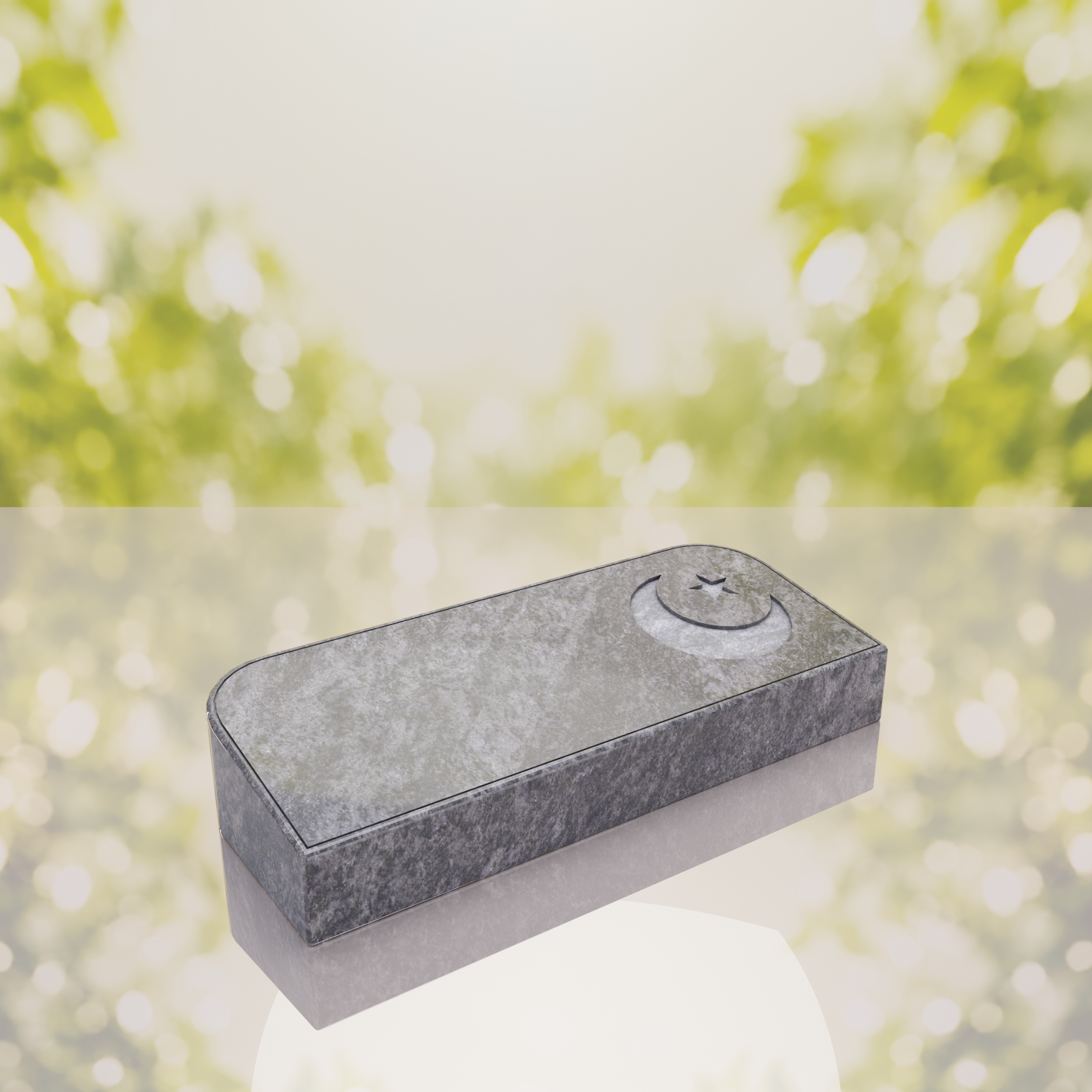 Companion Bevel Granite Grave Marker with Islamic Crescent thumbnail 5
