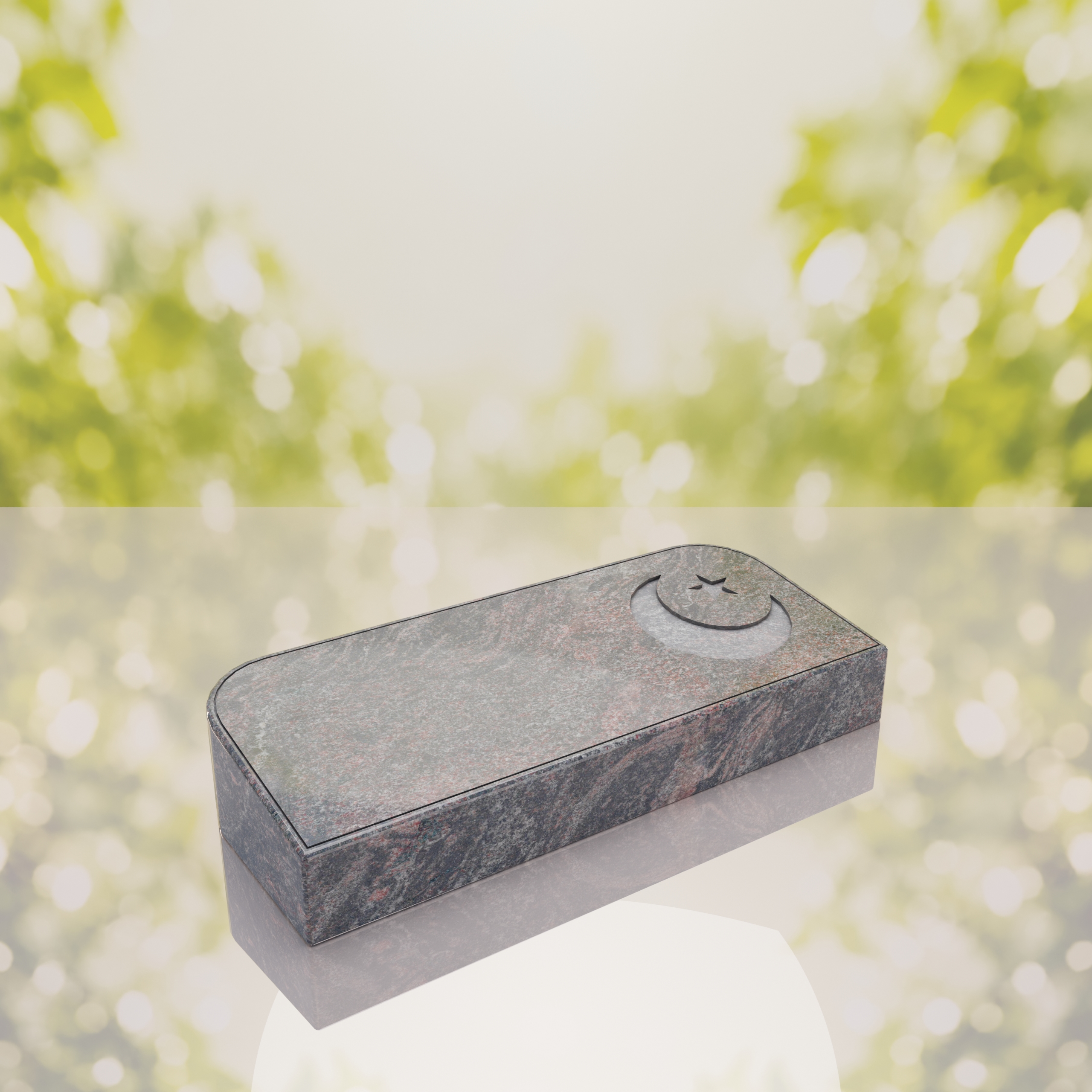 Companion Bevel Granite Grave Marker with Islamic Crescent thumbnail 9