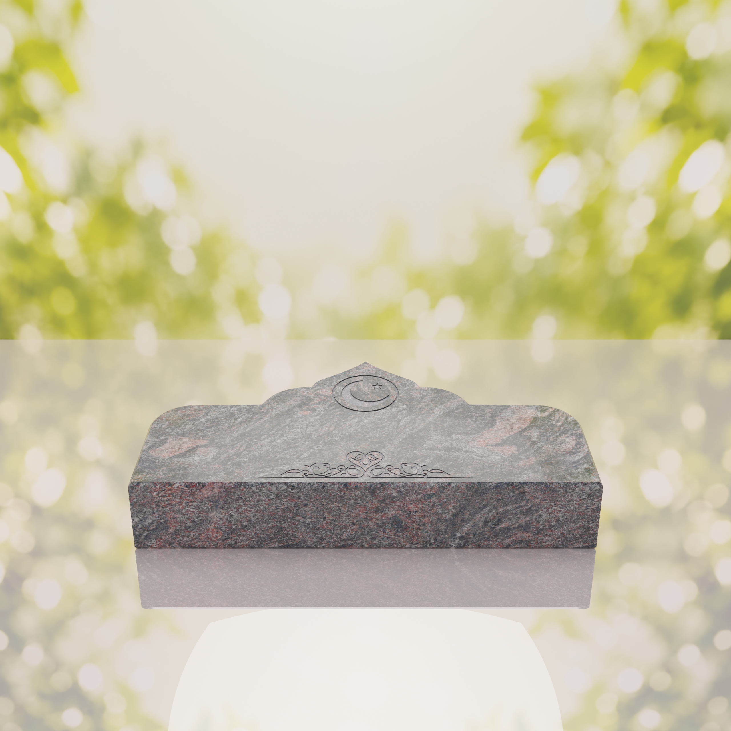 Islamic Companion Bevel Granite Grave Marker with Crescent thumbnail 10