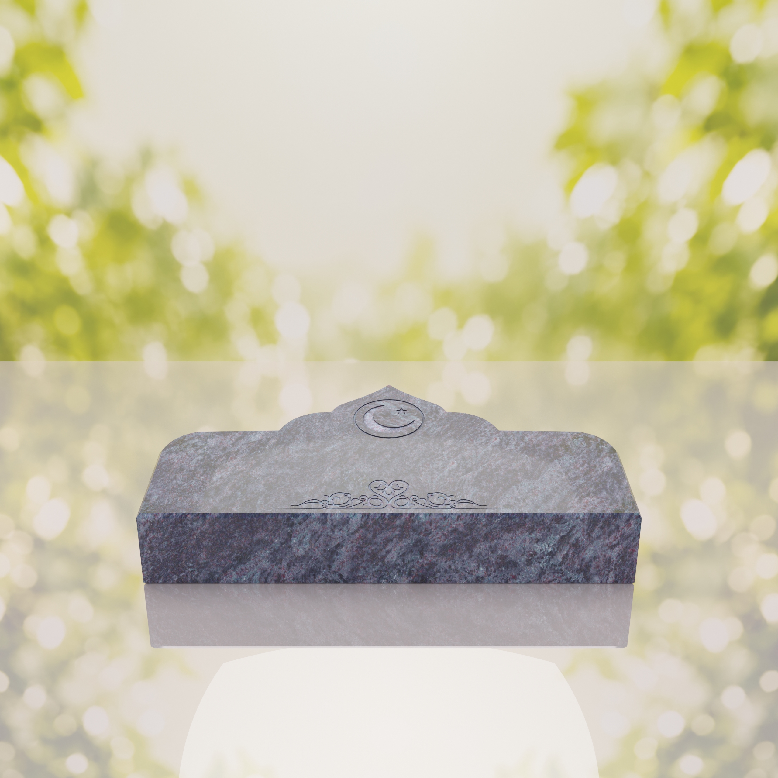 Islamic Companion Bevel Granite Grave Marker with Crescent thumbnail 2