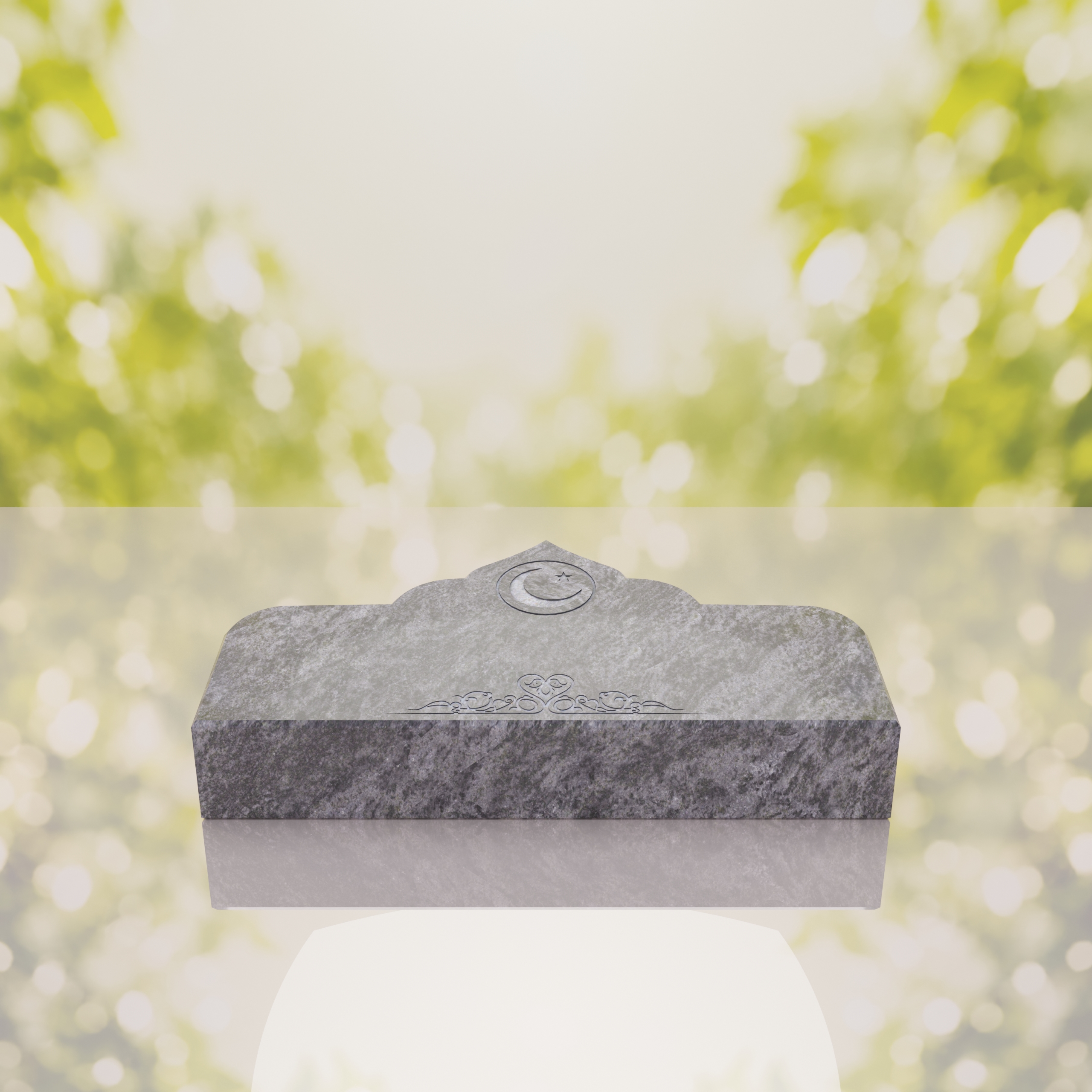 Islamic Companion Bevel Granite Grave Marker with Crescent thumbnail 6