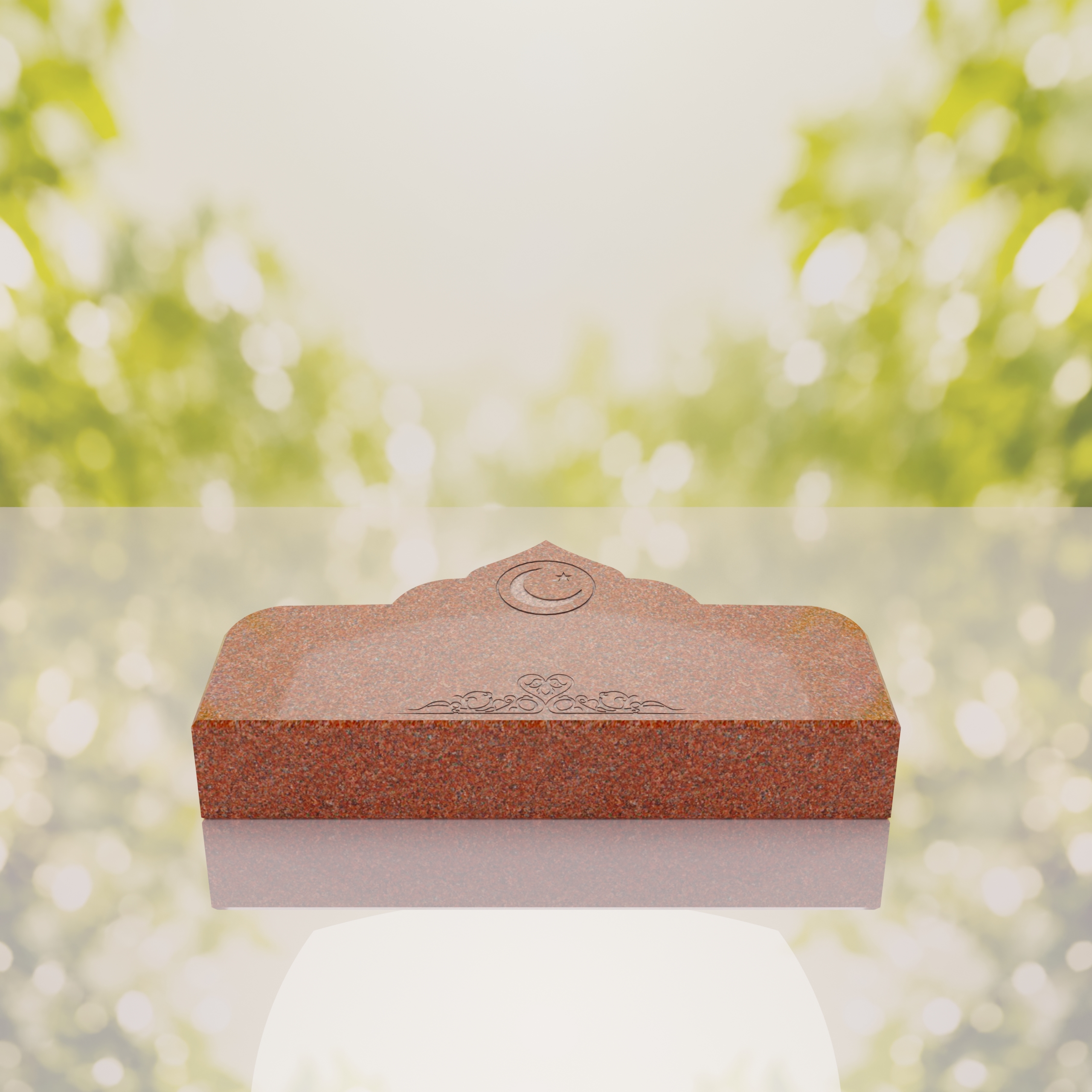 Islamic Companion Bevel Granite Grave Marker with Crescent thumbnail 4