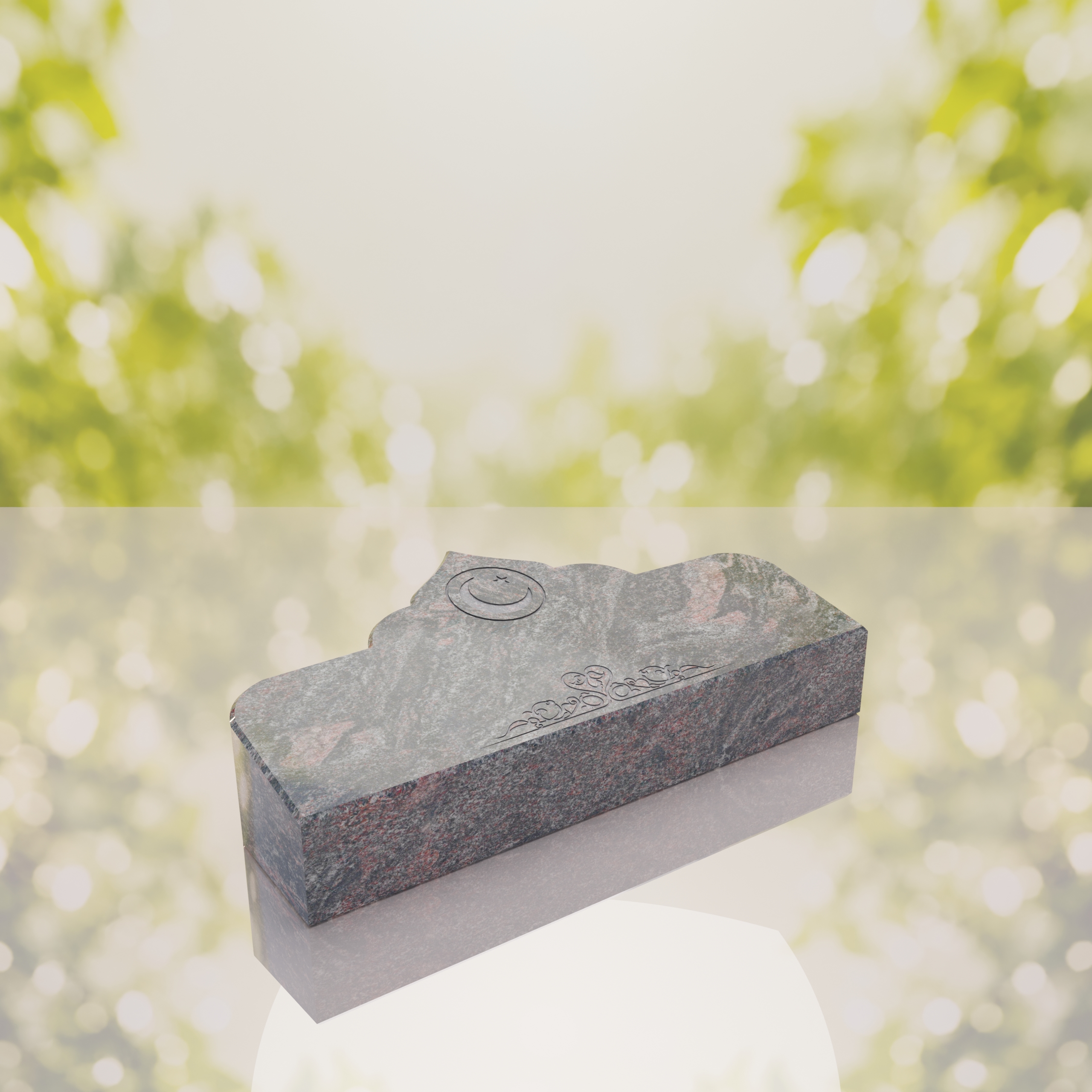 Islamic Companion Bevel Granite Grave Marker with Crescent thumbnail 9