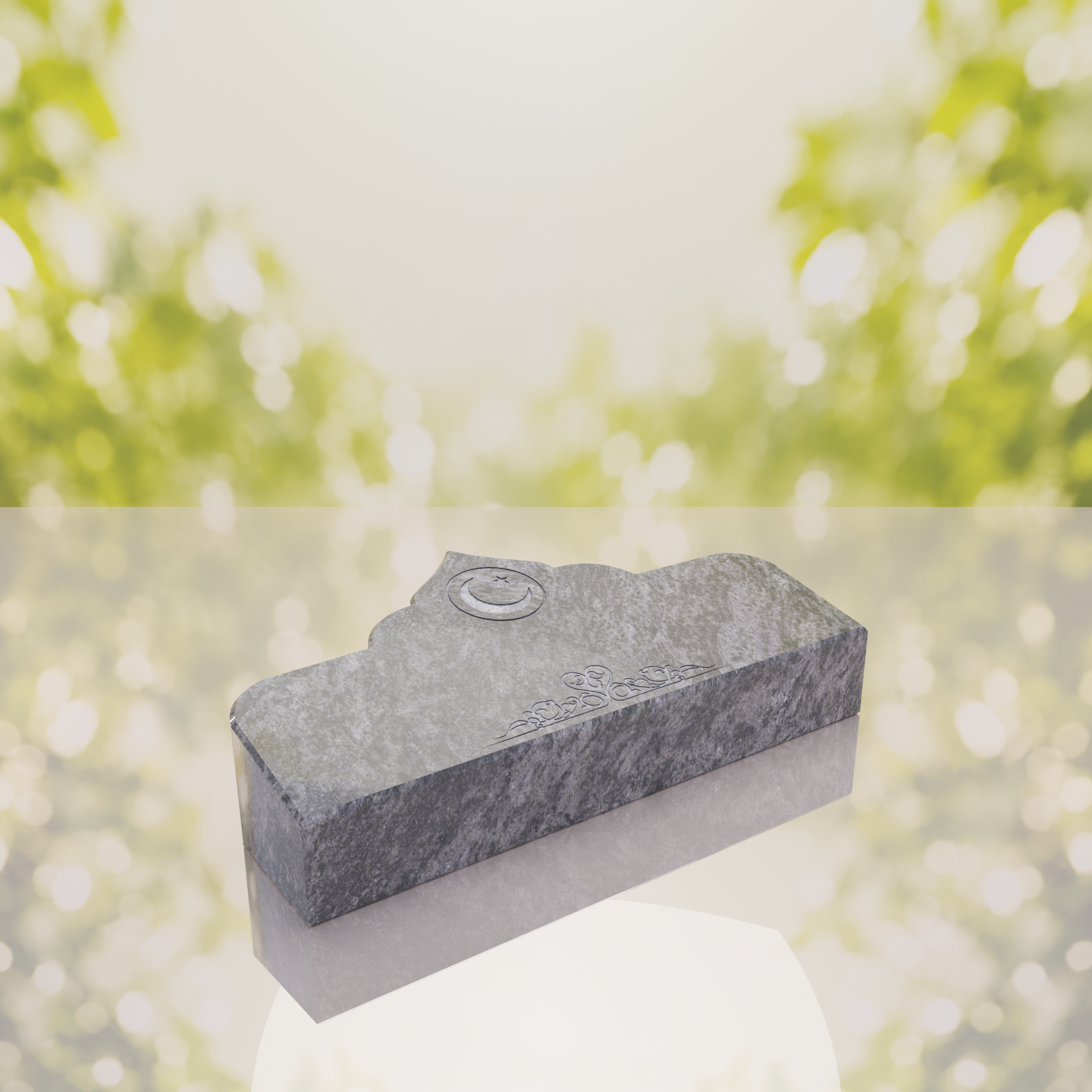 Islamic Companion Bevel Granite Grave Marker with Crescent thumbnail 5