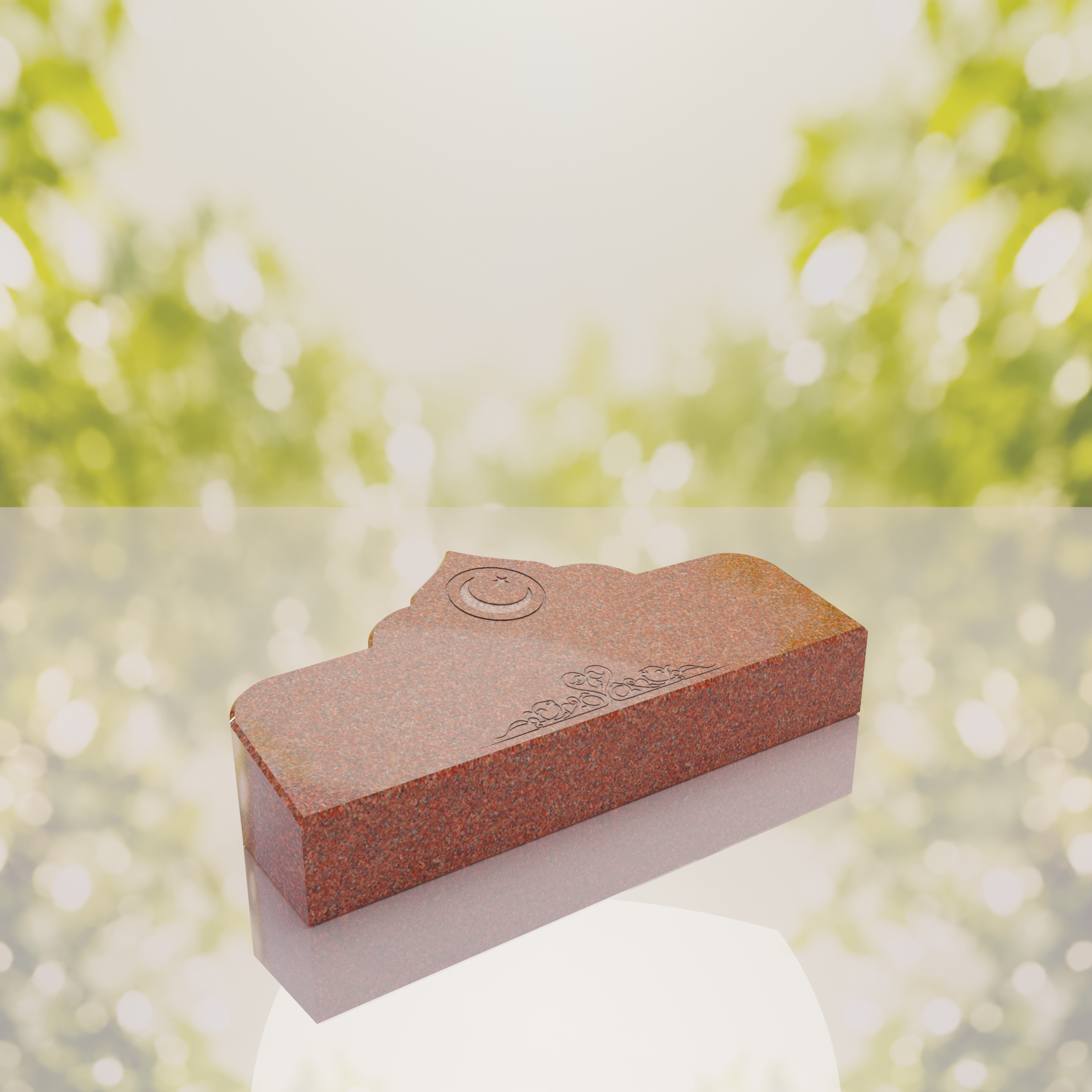 Islamic Companion Bevel Granite Grave Marker with Crescent thumbnail 3